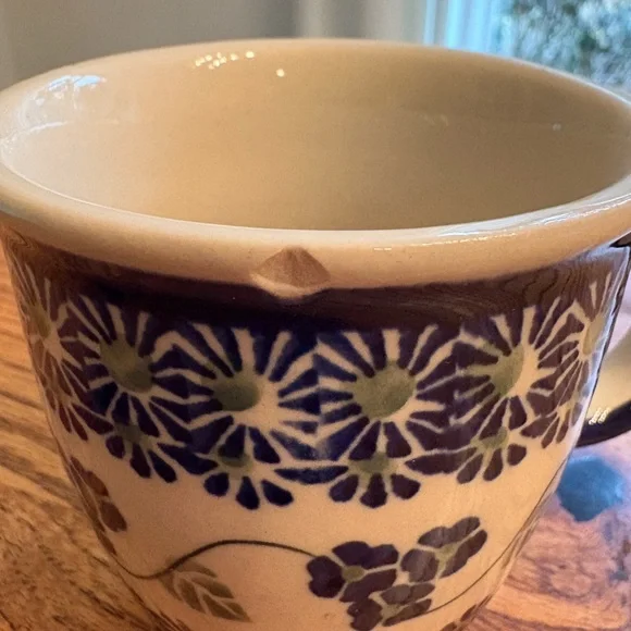 Boleslawiec Polish pottery hand-painted Blue and white Coffee mug - Picture 5 of 7